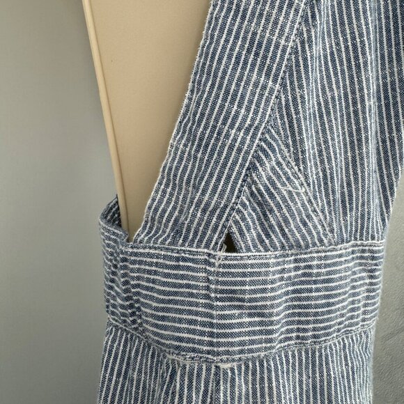 JAPNA Women's Size M Romper Jumpsuit Blue Striped straight  Leg 100% Cotton Casu - Picture 7 of 14